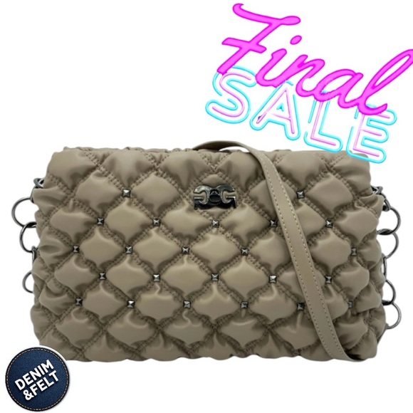 Gilda Paris Taupe Waffle Studded Quilted Purse/Crossbody Bag w/ Strap NWT!! 🤎 - Picture 1 of 4